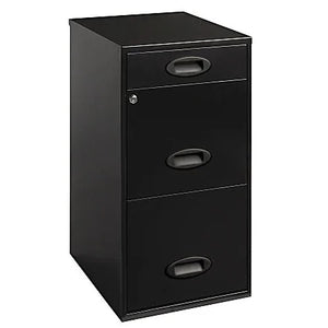 WorkPro 18"D Vertical 3-Drawer File Cabinet, Metal, Black