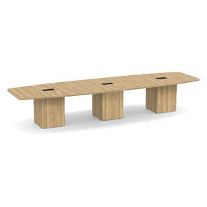Classic Laminate Series 14' Boat Shaped Conference Table w/ Cube Base