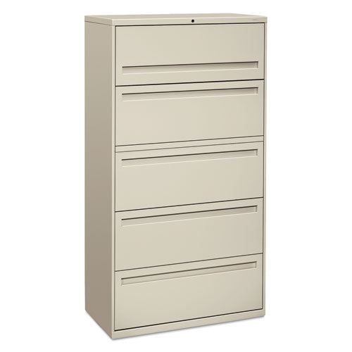 HON Brigade 700 Series Lateral File, 4 Legal/Letter-Size File Drawers, 1 File Shelf, 1 Post Shelf, Light Gray, 36