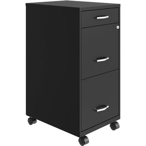 LYS SOHO 18"D 3-Drawer Mobile File Cabinet, Black