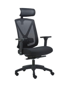 Primo Series High-Back Multifunction Executive Mesh Task Chair w/ Adjustable Arms & Headrest - Black