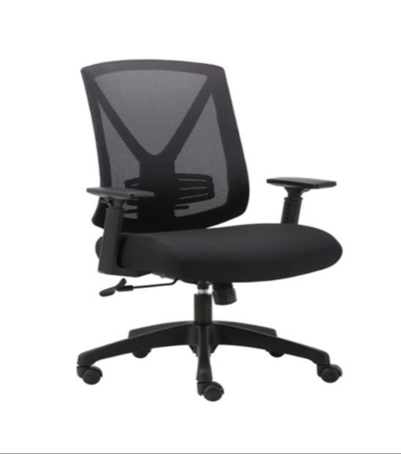 PostureFit Series Mesh Back Task Chair w/Fabric Seat & Adjustable Arms, Black