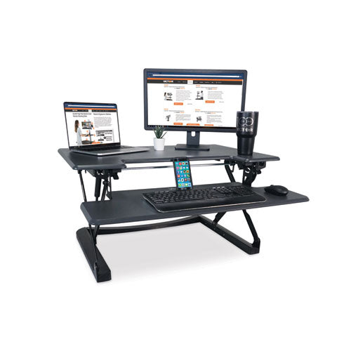 Victor High Rise Height Adjustable Standing Desk with Keyboard Tray, 36