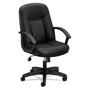 HON  HVL601 Series Executive High-Back Leather Chair, Supports Up to 250 lb, 17.44" to 20.94" Seat Height, Black