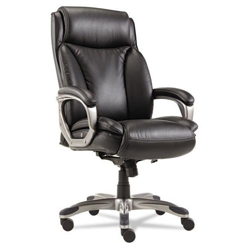 Alera Veon Series Executive High-Back Bonded Leather Chair, Supports Up to 275 lb, Black Seat/Back, Graphite Base