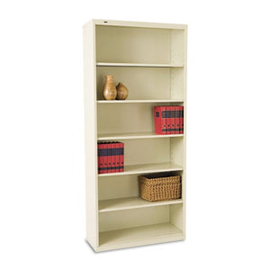 Tennsco Metal Bookcase, Six-Shelf, 34-1/2w x 13-1/2h x 78h, Putty