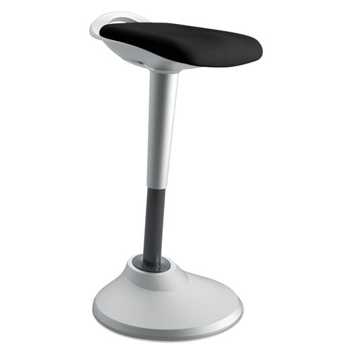 HON Perch Series Seat, Backless, Supports Up to 250 lb, Black Seat, Silver Base