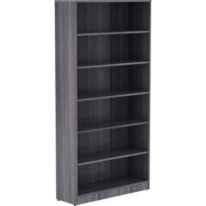 Lorell Essentials Six Shelf Bookcase, 72"H, Weathered Charcoal