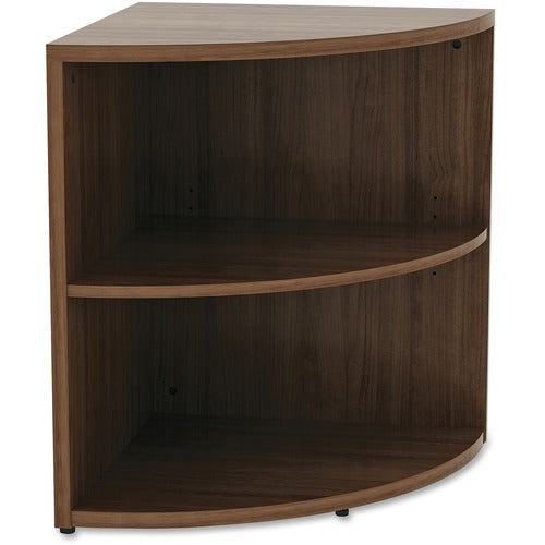 Lorell Essentials Desk Height Corner Bookcase, Walnut