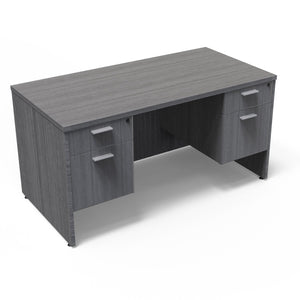 36x71 Kai Bow Front Desk w/ Double Suspended Pedestals