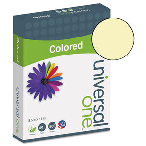 UNV11201 Universal Brand Deluxe Colored Paper, 20lb, 8.5 x 11, Canary, 500/Ream